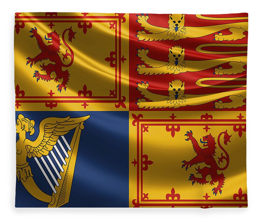 'royal Collection' By Serge Averbukh Fleece Blanket featuring the digital art Royal Standard of the United Kingdom in Scotland by Serge Averbukh