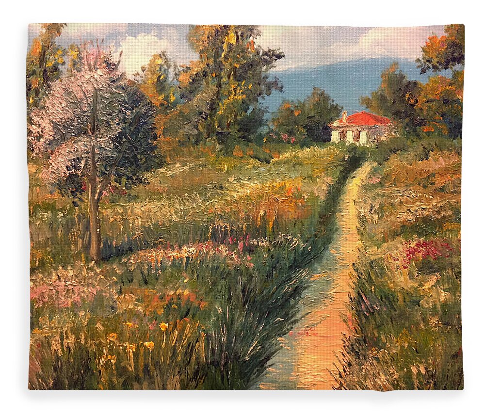 Cottage Fleece Blanket featuring the painting Rural Idyll by Vit Nasonov