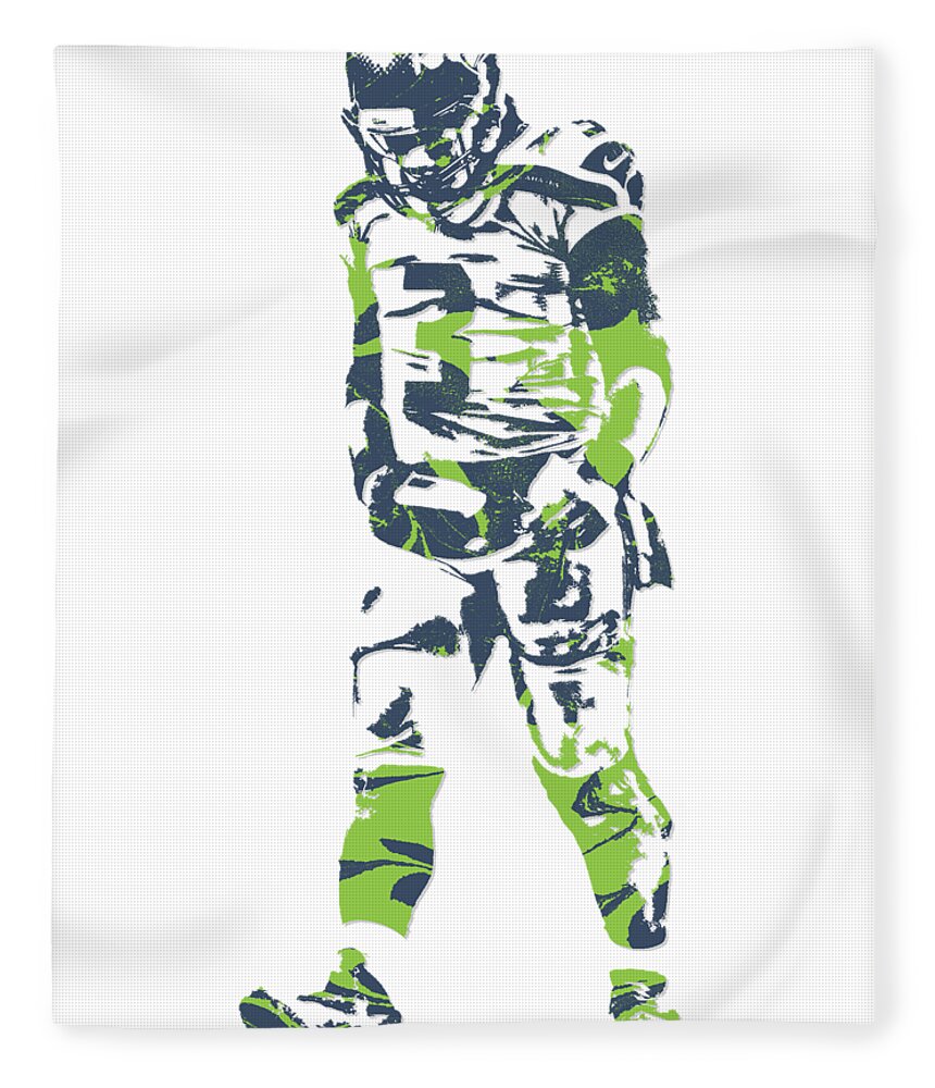 Russell Wilson Seattle Seahawks Pixel Art T Shirt 1 Fleece Blanket For Sale By Joe Hamilton