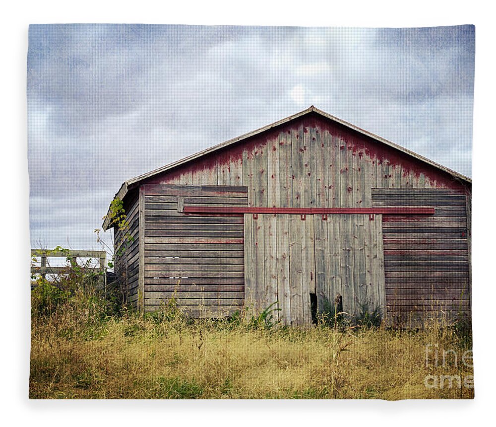 Red Barn Fleece Blanket featuring the photograph Rustic Red Barn by Tamara Becker