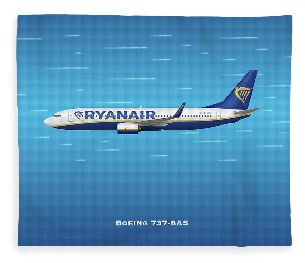 Boeing Fleece Blanket featuring the digital art Ryan Air Boeing 737 by Airpower Art