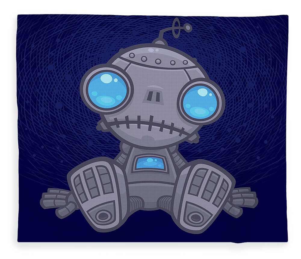 Robot Fleece Blanket featuring the digital art Sad Robot by John Schwegel