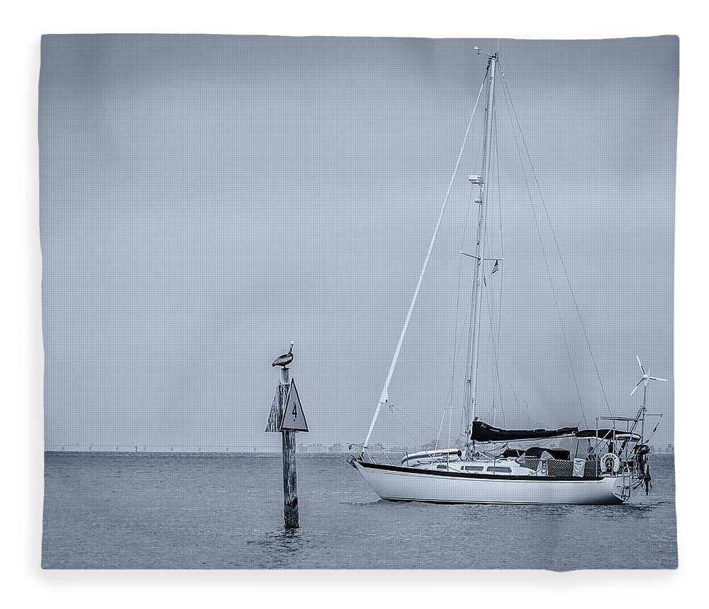 Black And White Fleece Blanket featuring the photograph Sailboat by Ron Pate