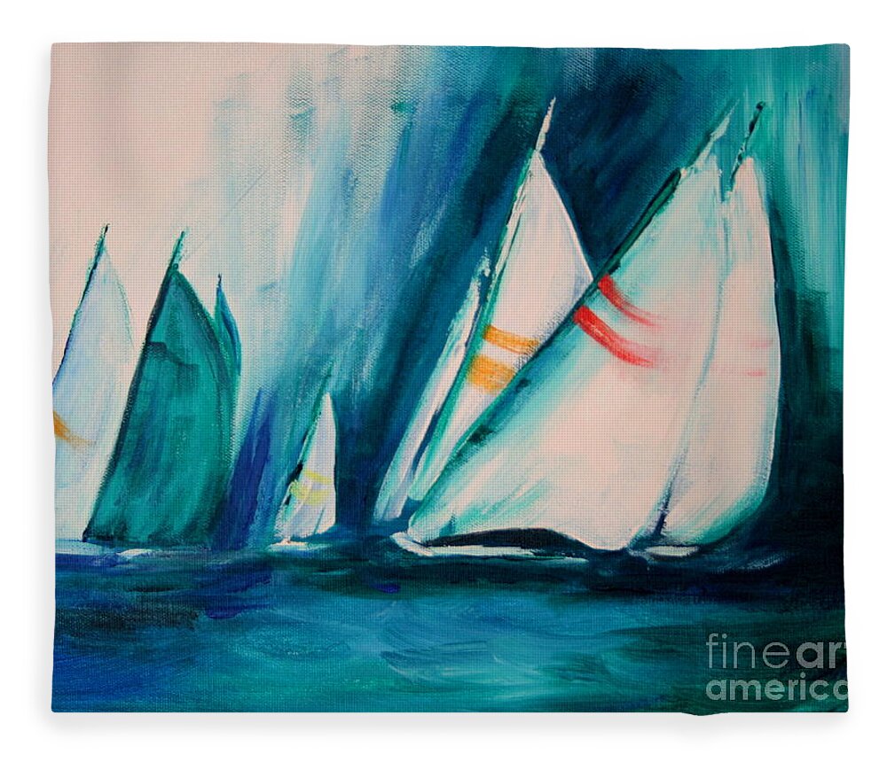 Sailboats And Abstract 2 Fleece Blanket featuring the painting Sailboat studies by Julie Lueders 
