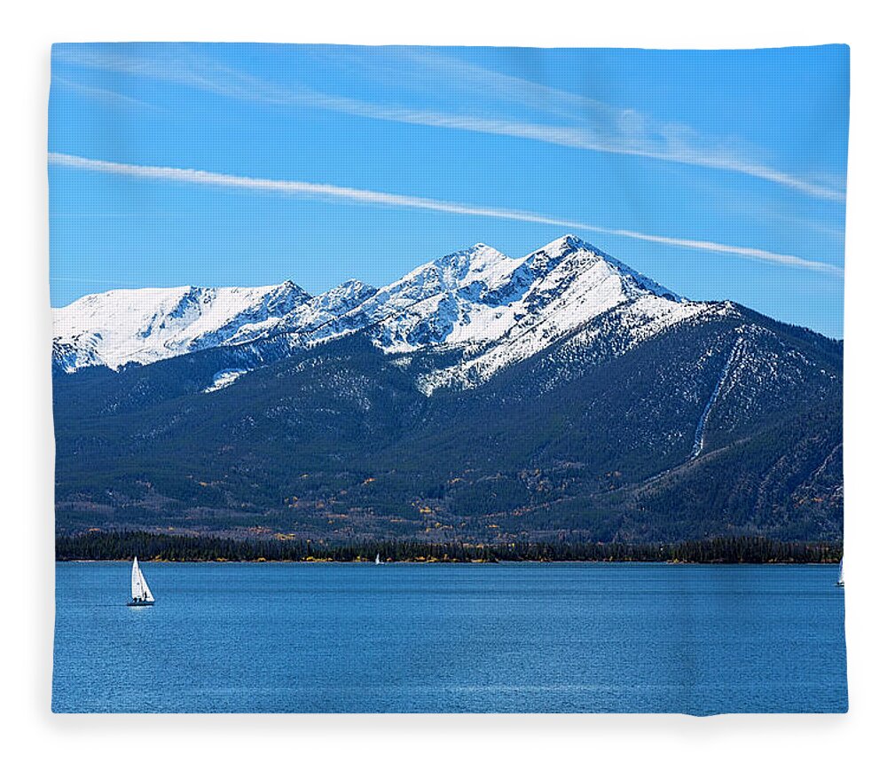Sailboats On Lake Dillon Fleece Blanket featuring the photograph Sailboats on Lake Dillon by Jemmy Archer