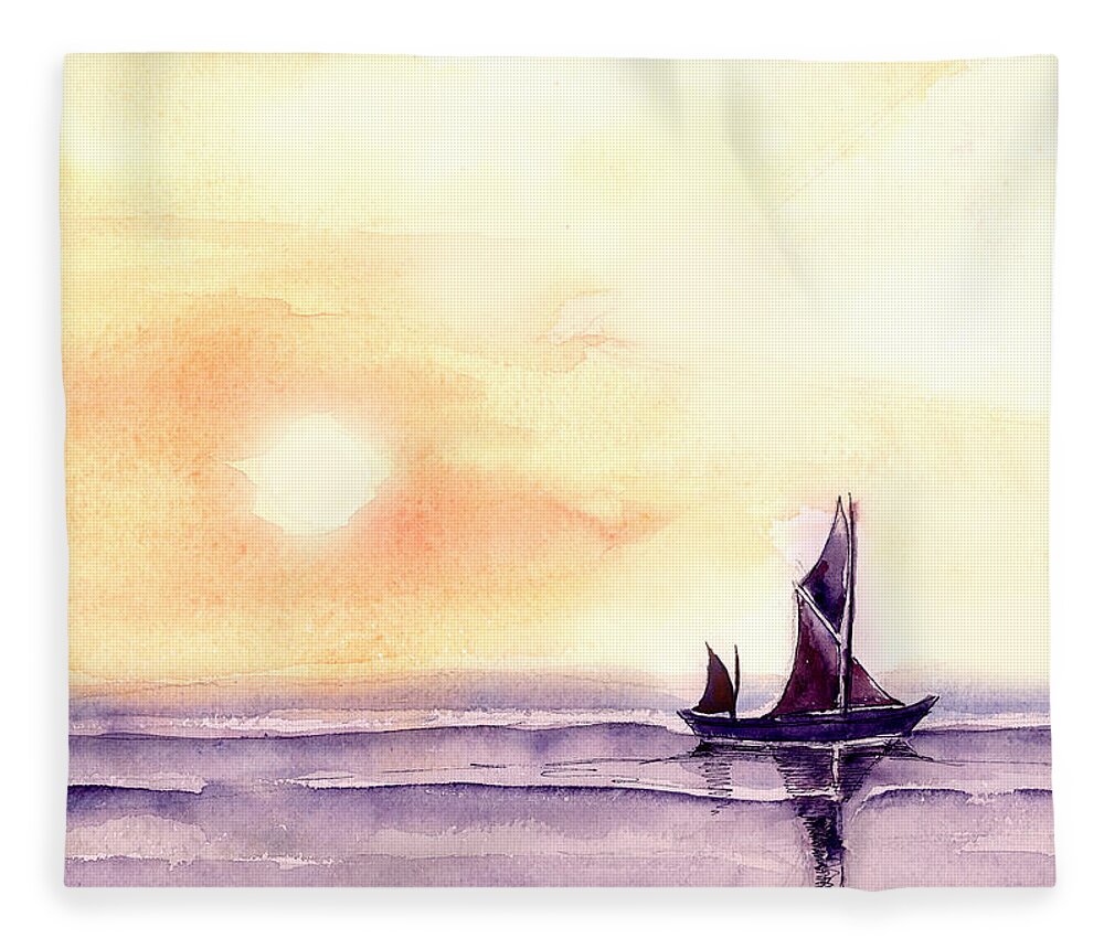 Nature Fleece Blanket featuring the painting Sailing by Anil Nene