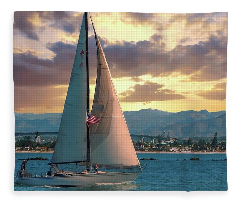 Sailing Fleece Blanket featuring the photograph Sailing in San Diego by G Lamar Yancy