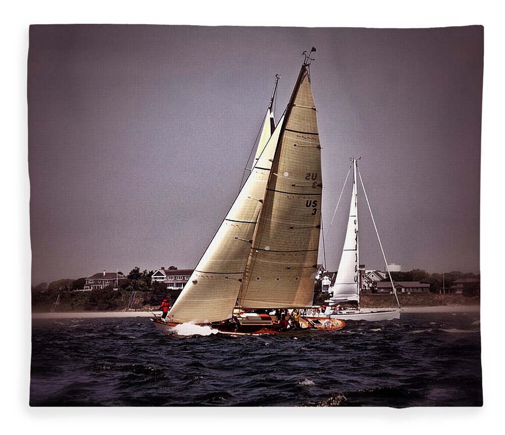 Sailing Fleece Blanket featuring the photograph Sailing to Nantucket 005 by Bruce Gannon
