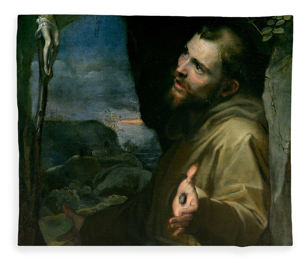Federico Barocci Fleece Blanket featuring the painting Saint Francis by Federico Barocci