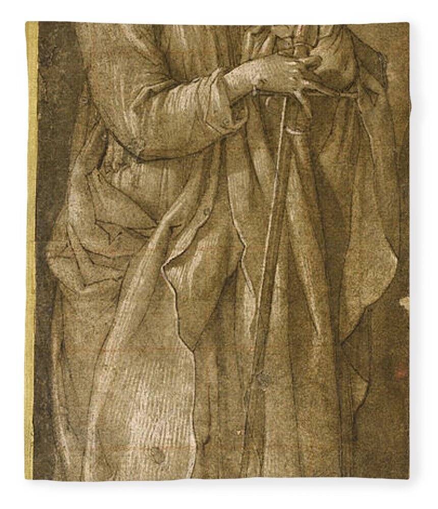 Giovanni Baglione Fleece Blanket featuring the drawing Saint Paul by Giovanni Baglione