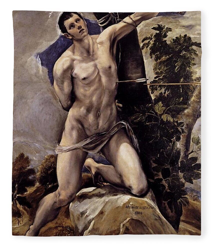 Saint Fleece Blanket featuring the painting Saint Sebastian by El Greco