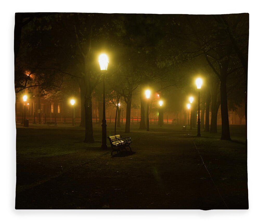 Salem Ma Fleece Blanket featuring the photograph Salem at night by Jeff Folger