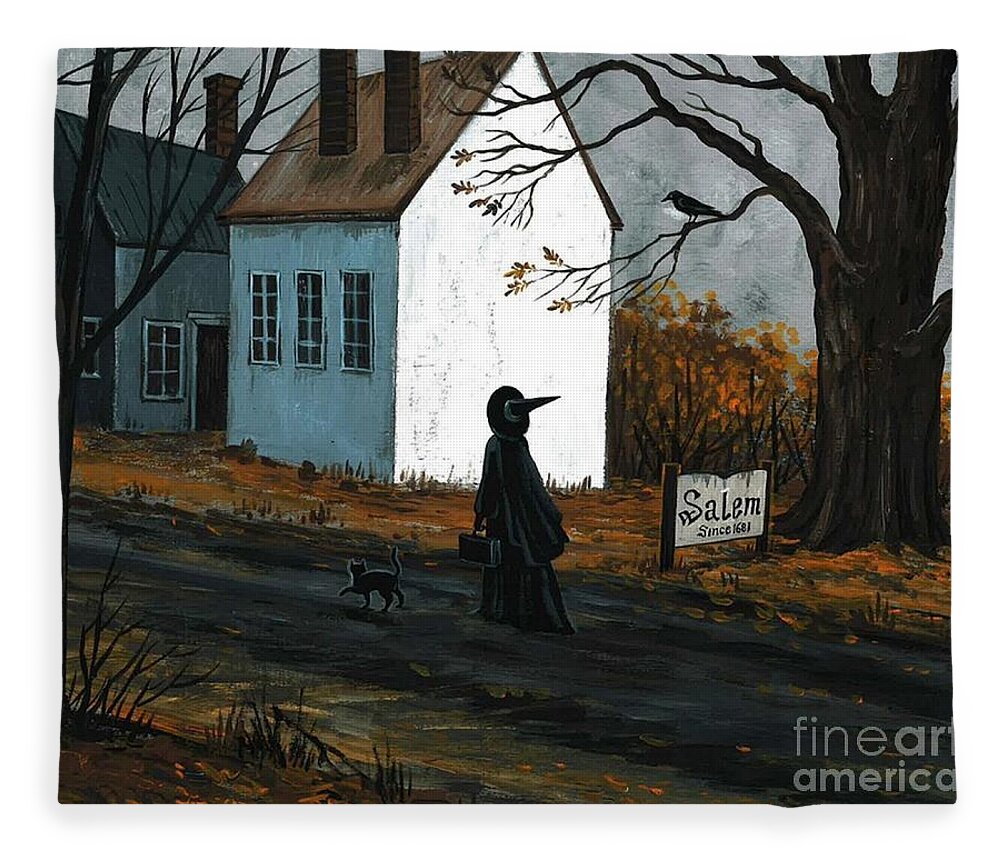 Print Fleece Blanket featuring the painting Salem by Margaryta Yermolayeva