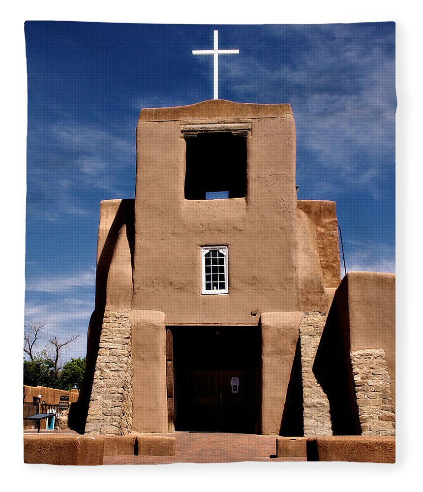 Nm Fleece Blanket featuring the photograph San Miguel Mission by Lana Trussell