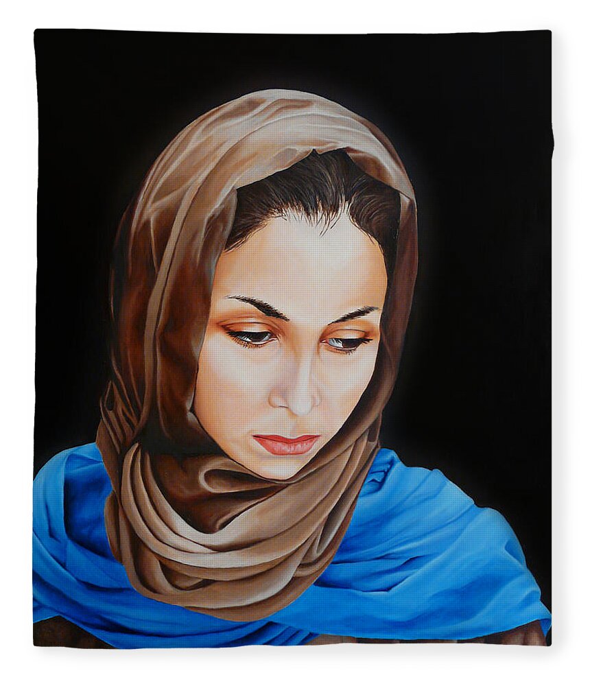 Mary Fleece Blanket featuring the painting Sanctus Mater Dei by Vic Ritchey