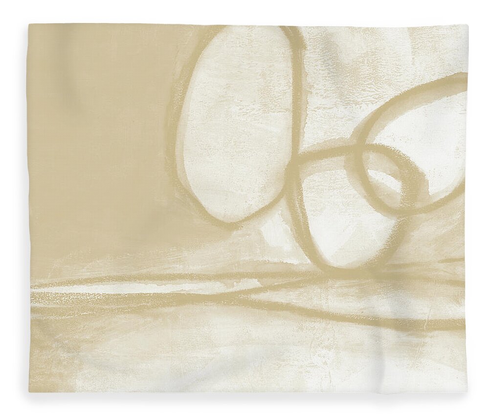 Abstract Fleece Blanket featuring the painting Sand and Stone 6- Contemporary Abstract Art by Linda Woods by Linda Woods
