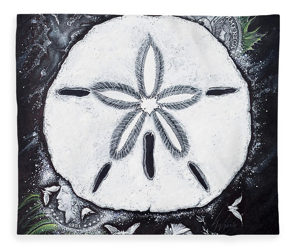 Sand Dollar Fleece Blanket featuring the drawing Sand Dollars by Scott and Dixie Wiley