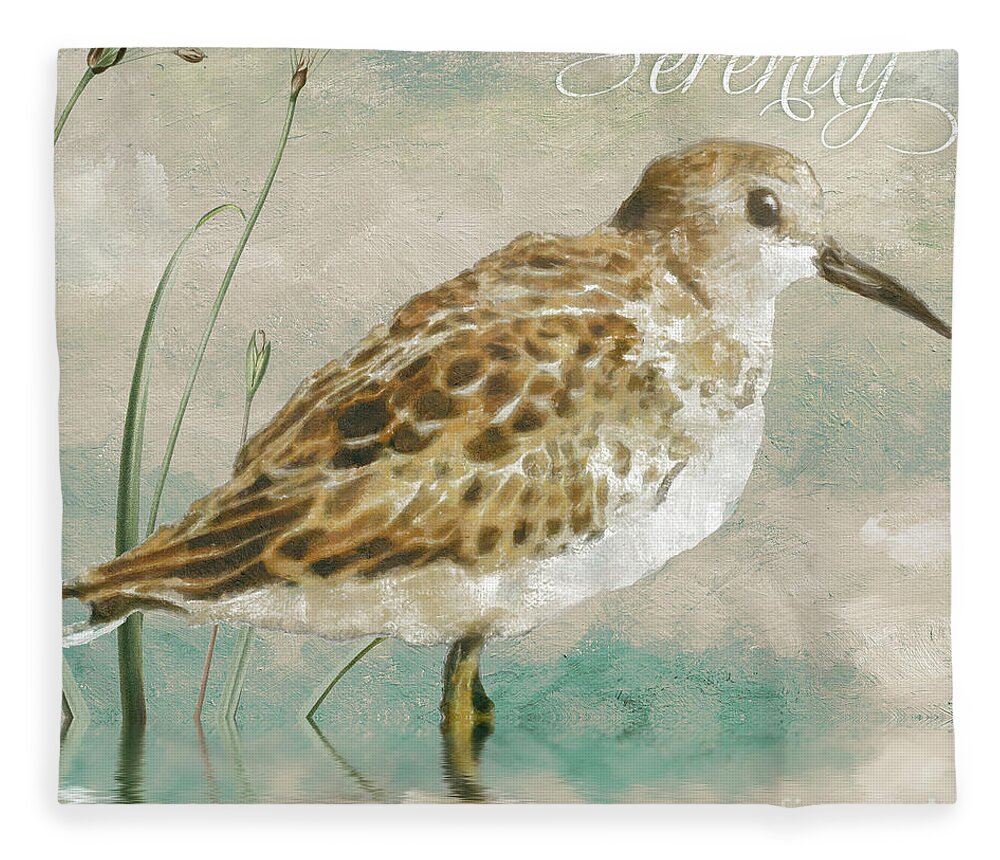 Sandpiper Fleece Blanket featuring the painting Sandpiper I by Mindy Sommers