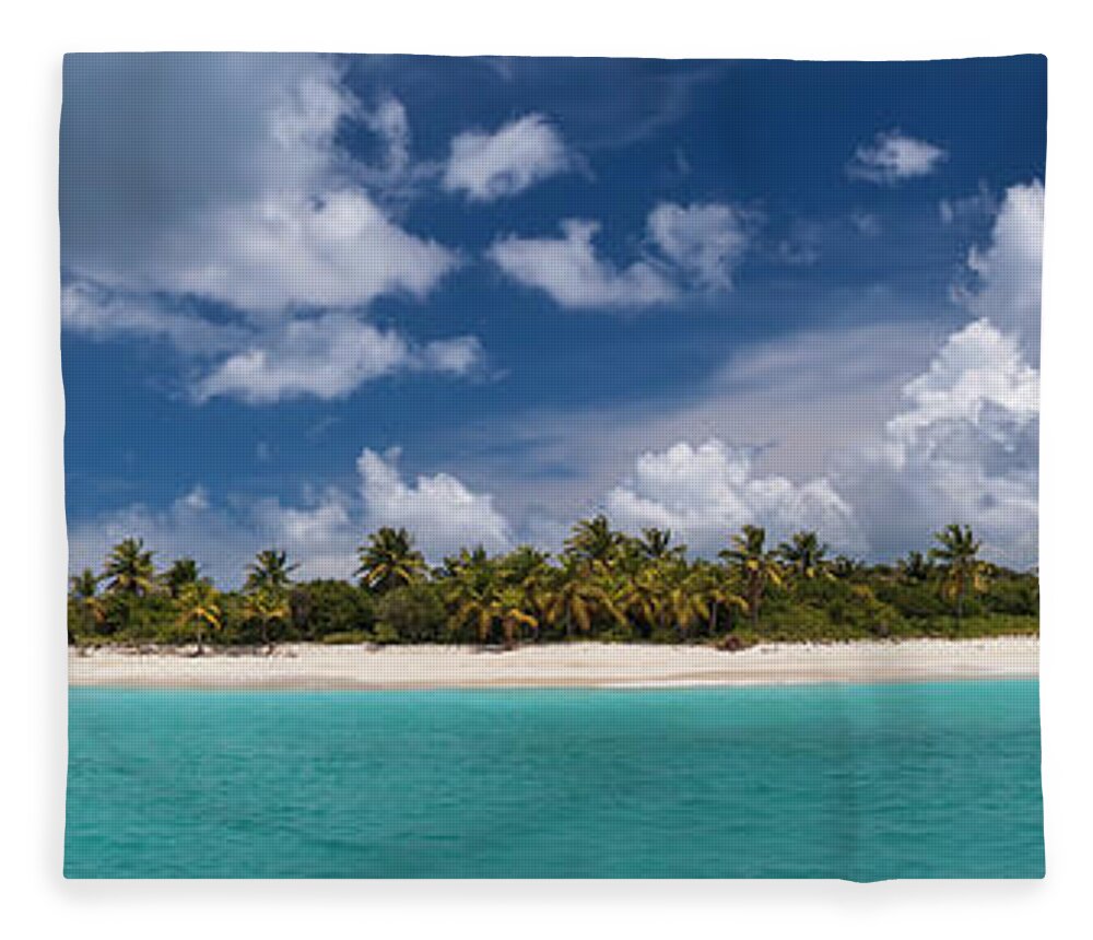 3scape Fleece Blanket featuring the photograph Sandy Cay Beach British Virgin Islands Panoramic by Adam Romanowicz