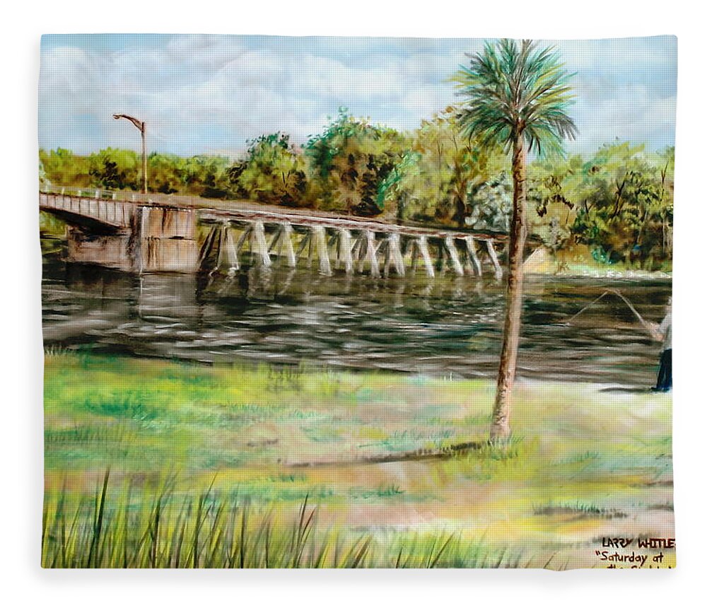 St. John's River Fleece Blanket featuring the pastel Saturday At The St. John's River by Larry Whitler
