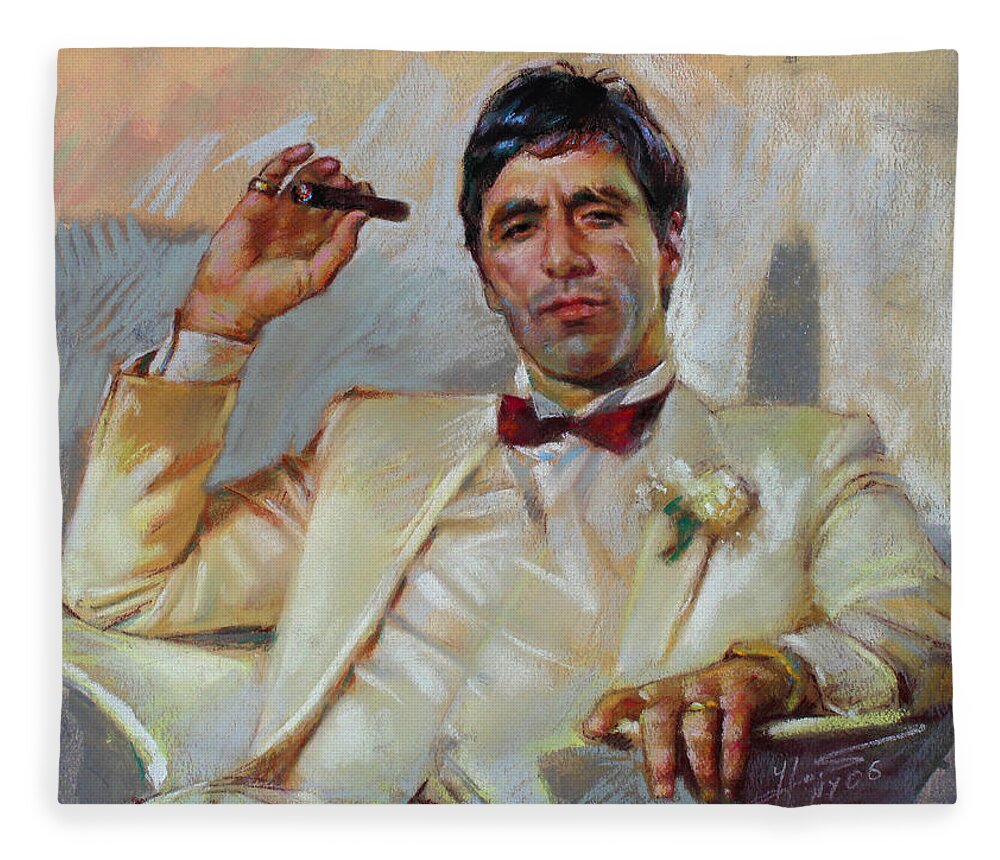 Scarface Fleece Blanket featuring the pastel Scarface by Ylli Haruni