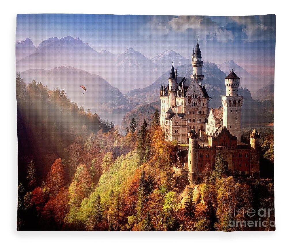 Nag906703a Fleece Blanket featuring the photograph Schloss Neuschwanstein by Edmund Nagele FRPS