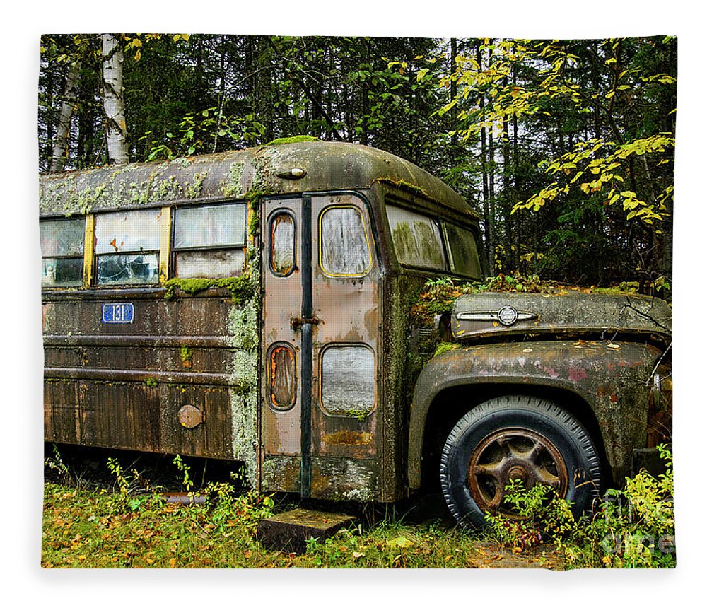 Maine Fleece Blanket featuring the photograph School Bus Camp by Alana Ranney