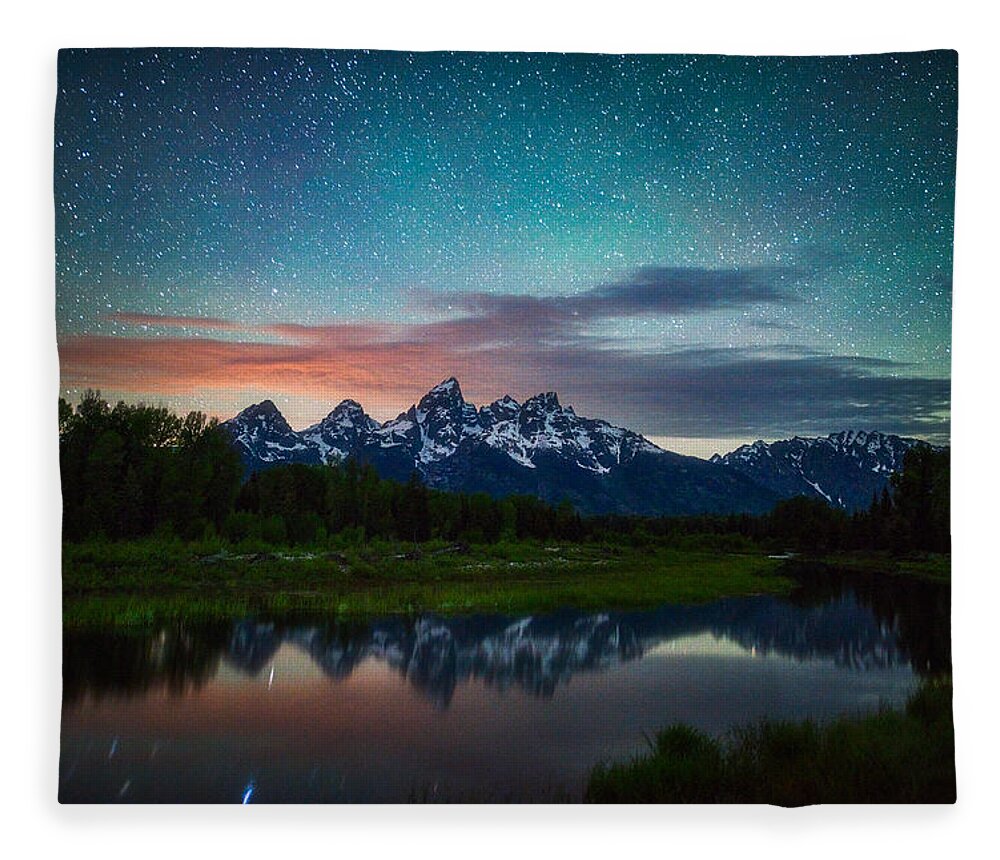 Night Photography Fleece Blanket featuring the photograph Schwabacher Nights by Darren White