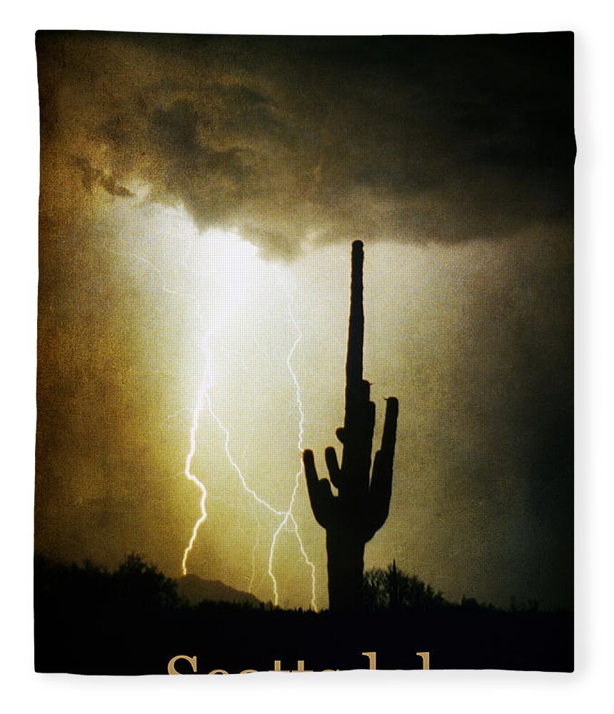 Scottsdale Fleece Blanket featuring the photograph Scottsdale Arizona Fine Art Lightning Photography Poster by James BO Insogna