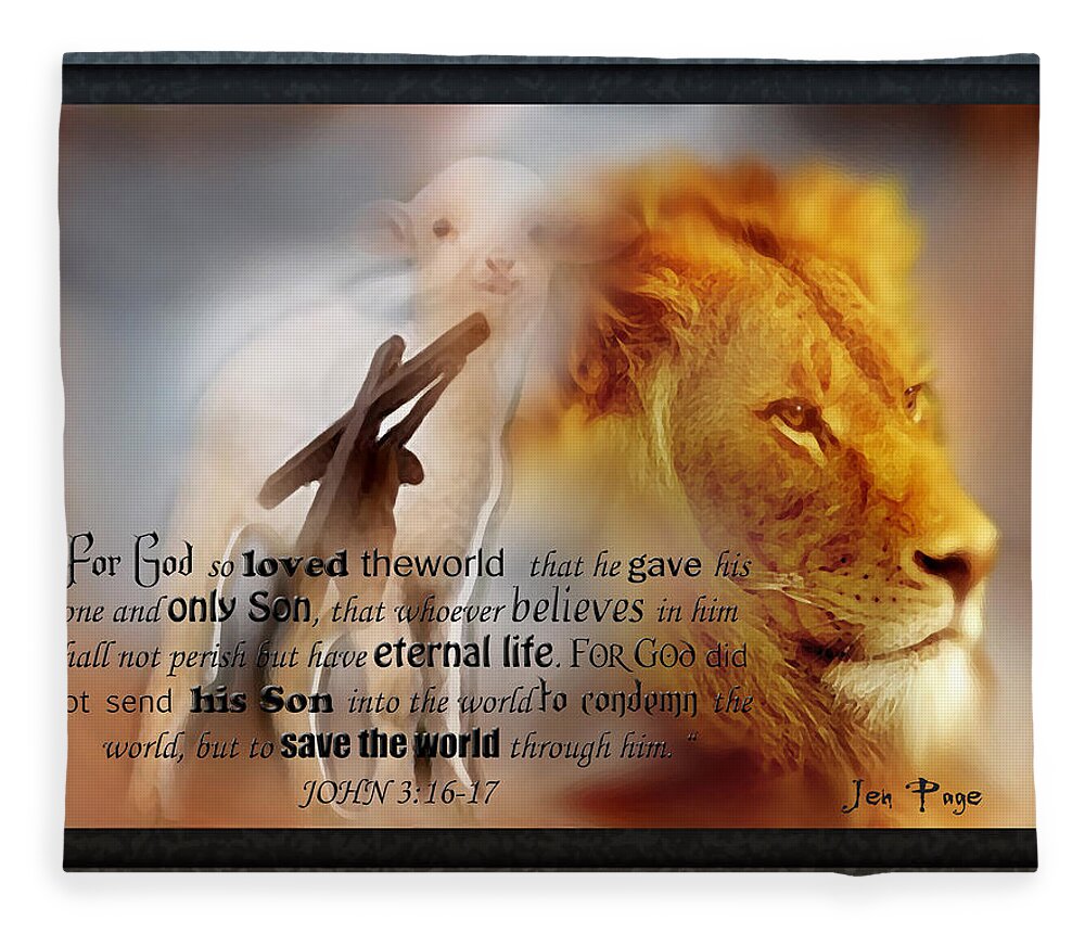 Jennifer Page Fleece Blanket featuring the digital art Scripture Art  Lamb of God by Jennifer Page