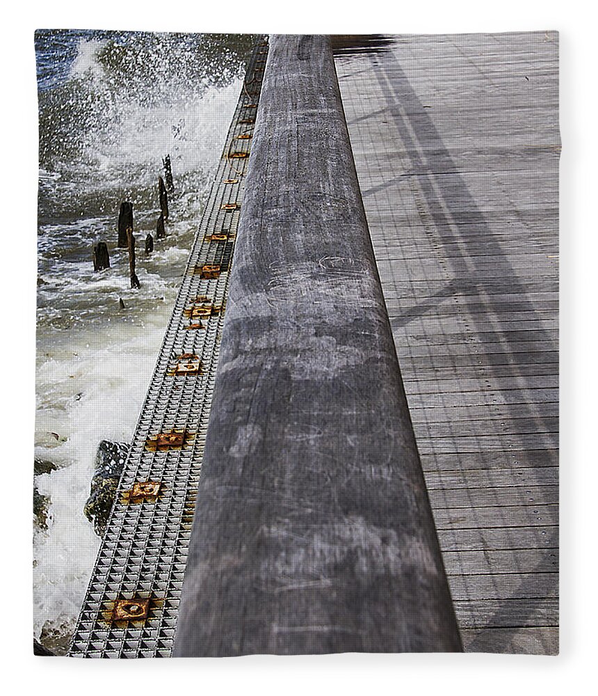 Landscape Fleece Blanket featuring the photograph Sea Cliff Seawall Boardwalk by Bob Slitzan
