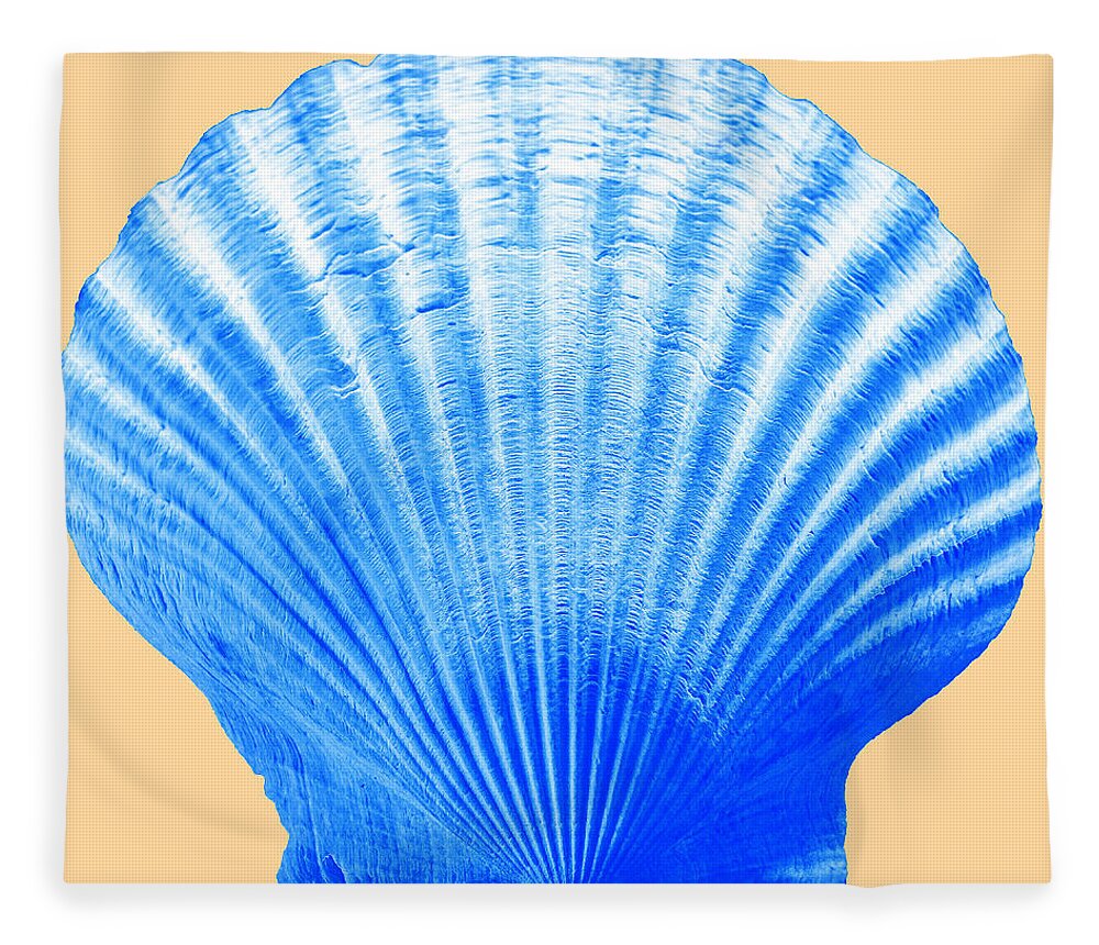 Sea Fleece Blanket featuring the photograph Sea Shell -Blue on Sand by WAZgriffin Digital