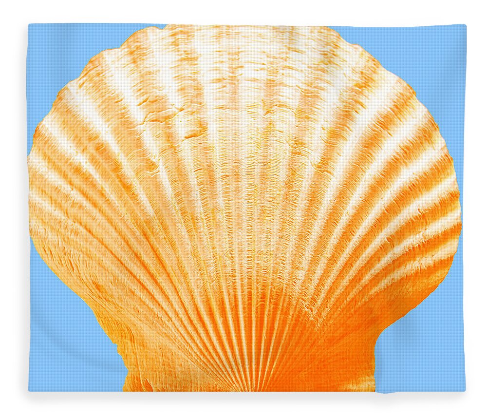 Sea Fleece Blanket featuring the photograph Sea Shell-Orange-blue by WAZgriffin Digital