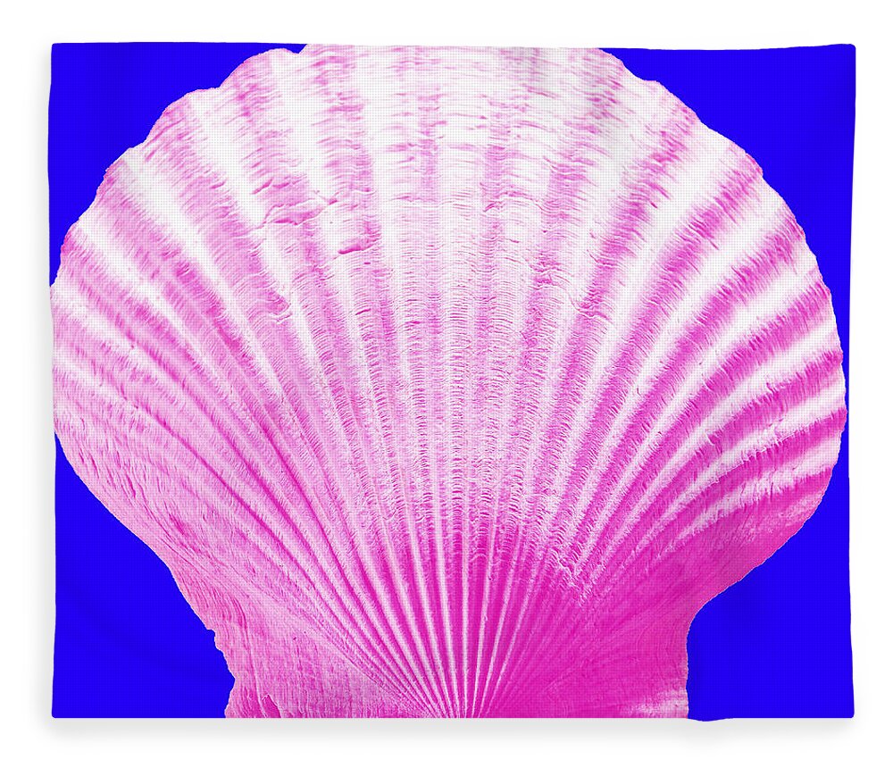 Sea Fleece Blanket featuring the photograph Sea Shell- pink on blue by WAZgriffin Digital