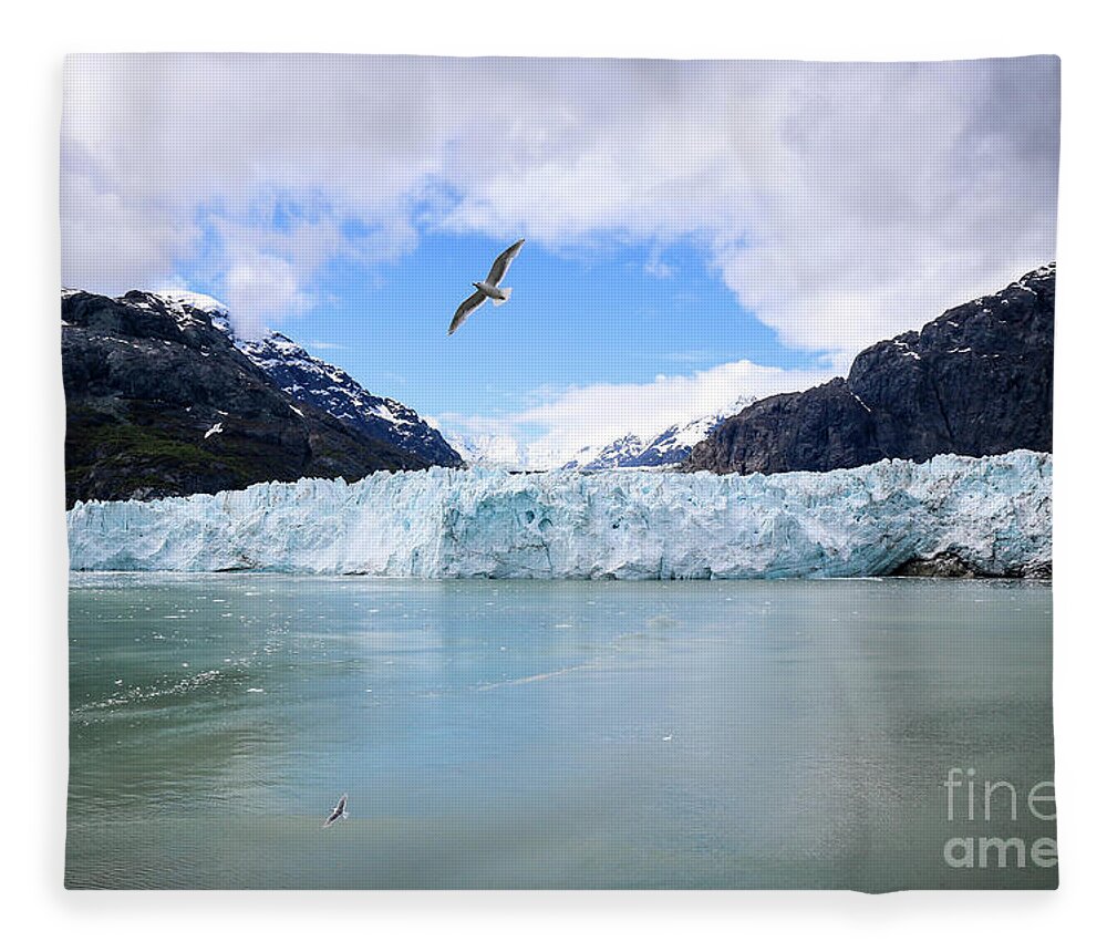 Seabirds Fleece Blanket featuring the photograph Seabirds above Margerie by Veronica Batterson