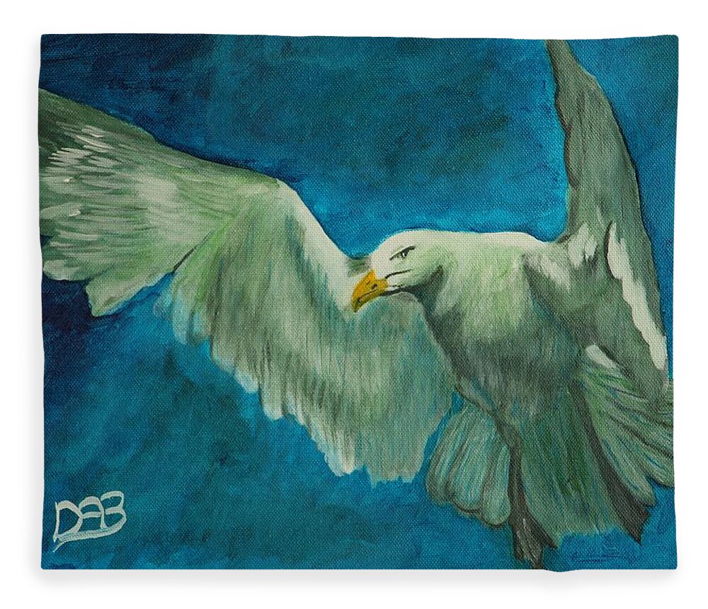 Bird Fleece Blanket featuring the painting SeaGull by David Bigelow