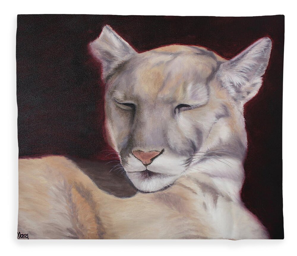 Cat Fleece Blanket featuring the painting Seamus by Marg Wolf