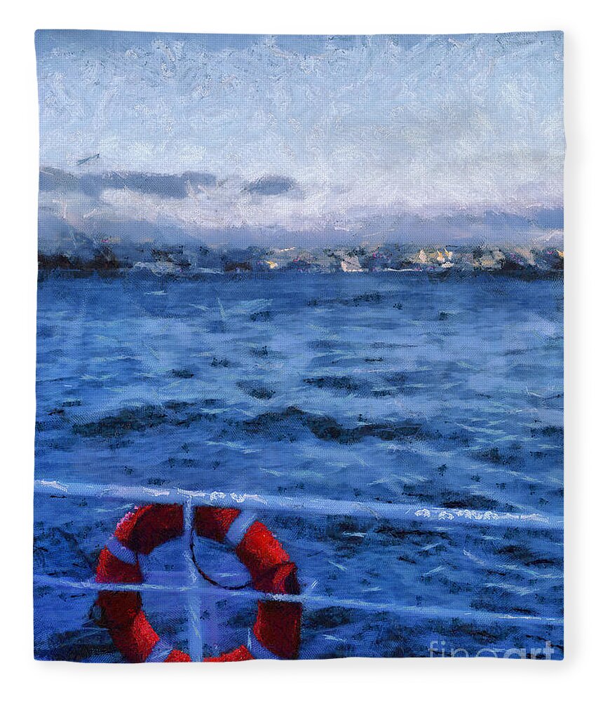 Painting Fleece Blanket featuring the painting Seascape by Dimitar Hristov