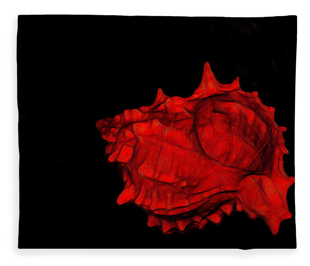 Seashell Fleece Blanket featuring the mixed media Seashell Meridian 43 by Lynda Lehmann