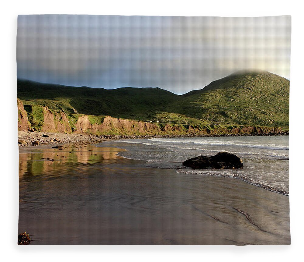 Beach Fleece Blanket featuring the photograph Seaside Reflections, County Kerry, Ireland by Aidan Moran