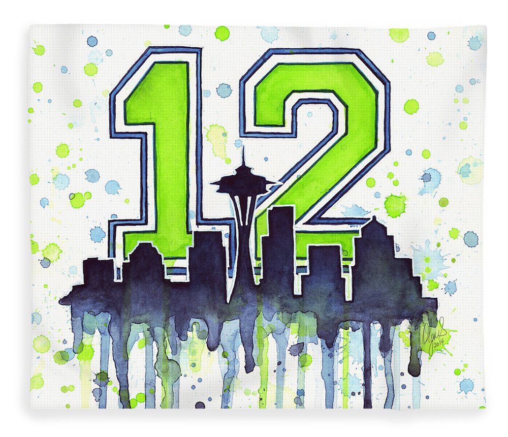 Seattle Seahawks 12th Man Art Fleece Blanket For Sale By Olga Shvartsur