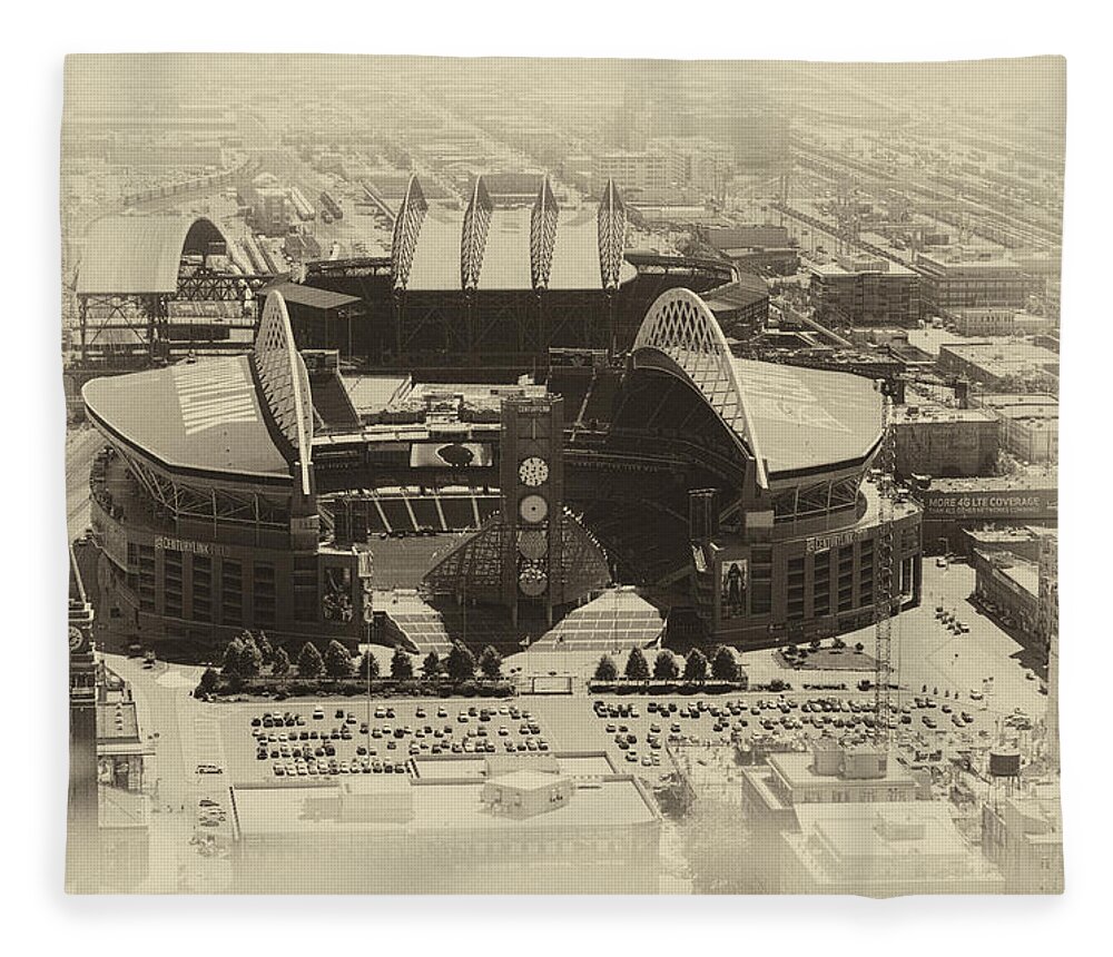 Yellowed Fleece Blanket featuring the photograph Seattle Stadiums Old Yellow by Pelo Blanco Photo