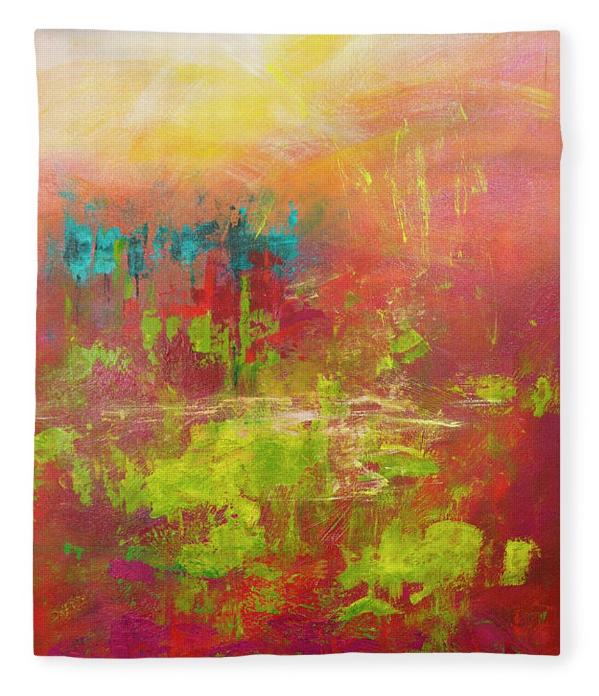 Garden Fleece Blanket featuring the painting Secret Garden by Linda Bailey