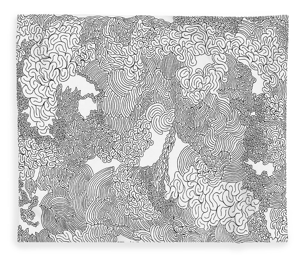 Mazes Fleece Blanket featuring the drawing Seduction by Steven Natanson