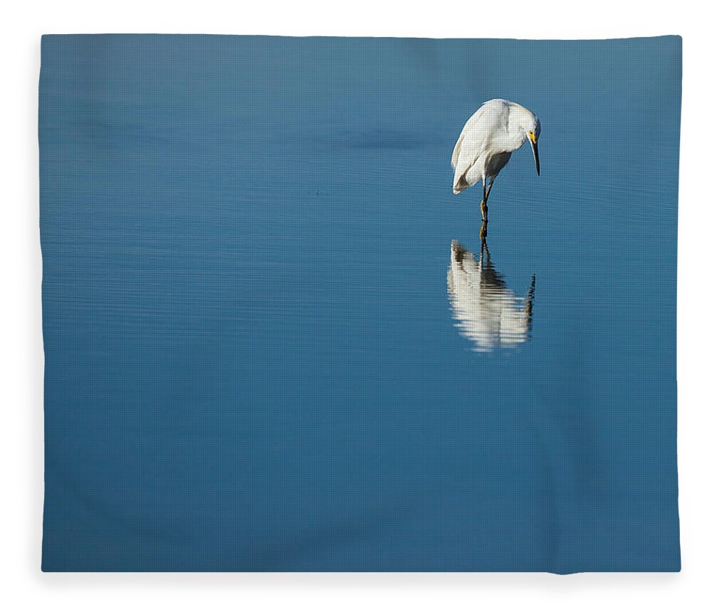 Egret Fleece Blanket featuring the photograph Seeing Self Image by Karol Livote