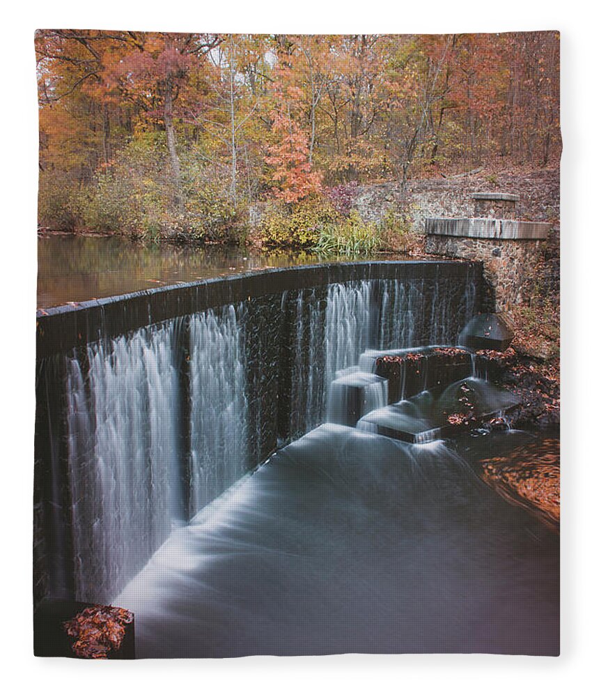 Seely's Pond Fleece Blanket featuring the photograph Seely's Pond Waterfall by Lisa Blake