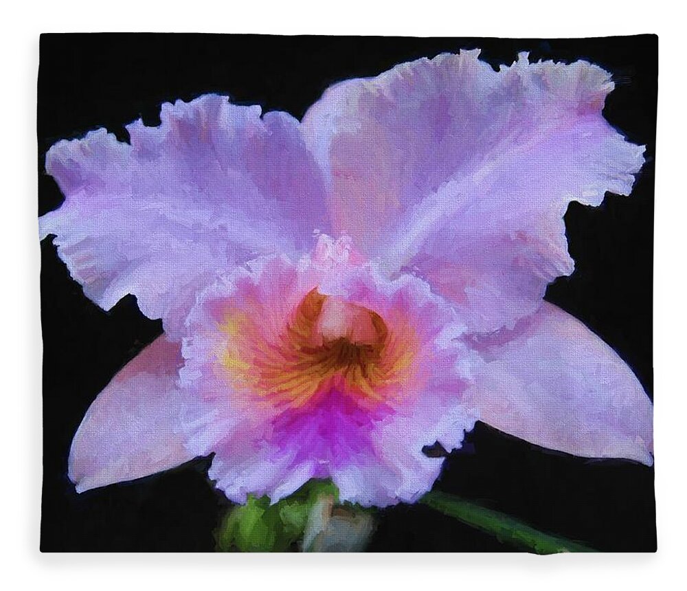 Flower Fleece Blanket featuring the digital art Serendipity Orchid by Charmaine Zoe