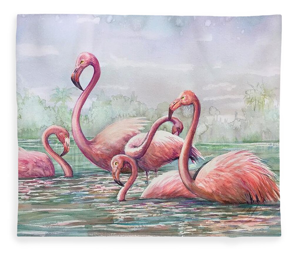 Lake Fleece Blanket featuring the painting Serenity 8 by Katerina Kovatcheva