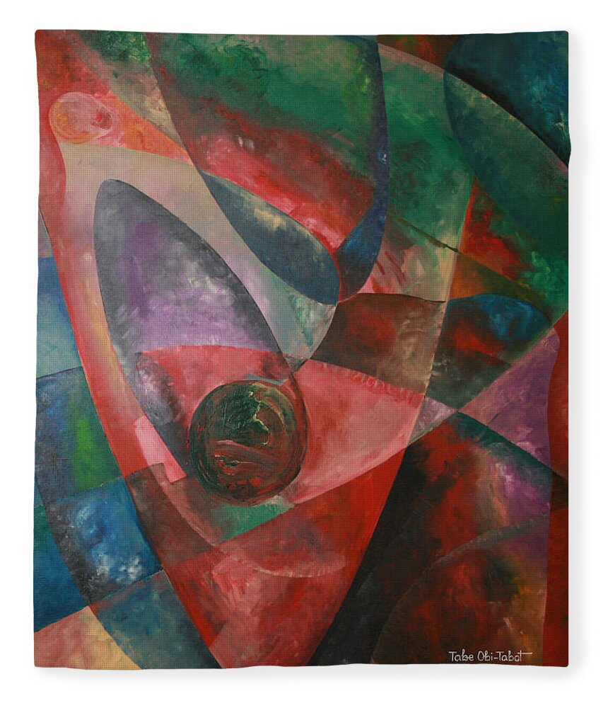 Series 1b Fleece Blanket featuring the painting Series 1B by Obi-Tabot Tabe