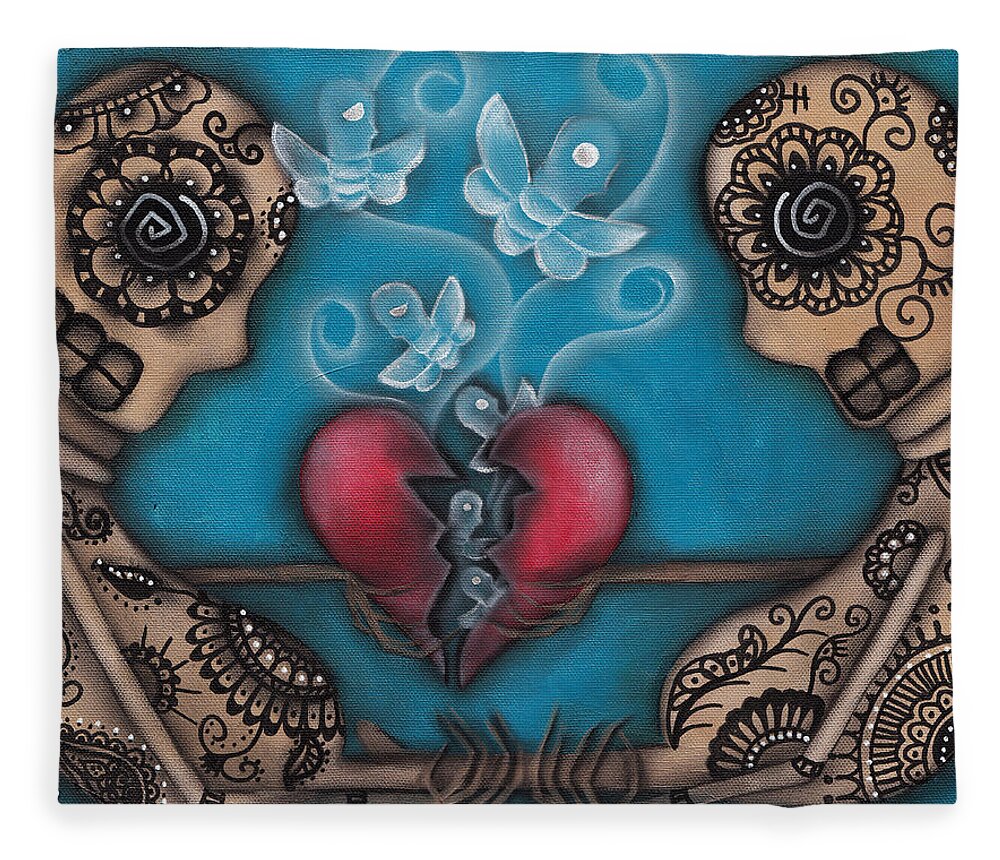 Heart Fleece Blanket featuring the painting Set them Free by Abril Andrade